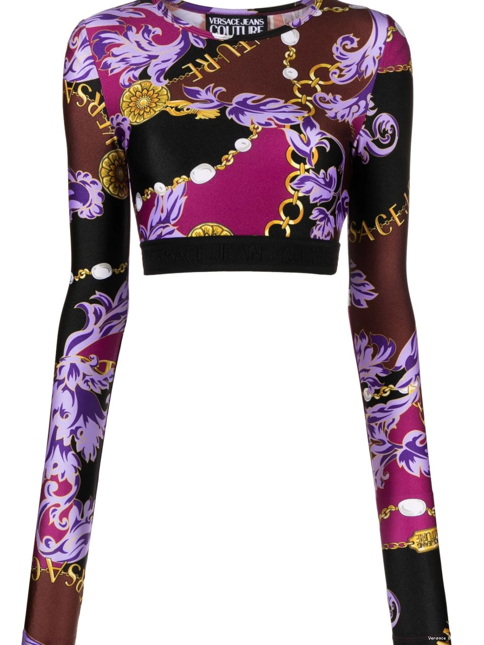 Jeans Women Couture Versace top crop print Barocco 0820
